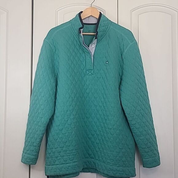 SOUTHERN TIDE QUILTED 3 Button PULLOVER Turquoise Aqua & Blue Size XL - Picture 1 of 15